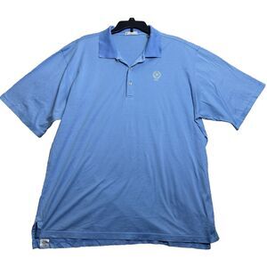 Peter Millar Mens XL Polo Shirt Blue White Stripe Cotton Golf Resortwear Preppy‎